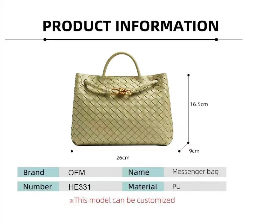 2023 New PU Leather Braided Bag Designer Women Tote Handbag Fashion Lady Handbag Sets