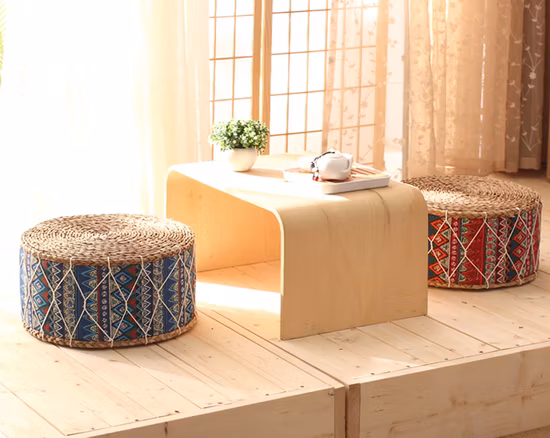 Cuscini da pavimento rotondi Decorazioni per la casa fatte a mano giapponesi Futon Cuscino da meditazione Cuscino per sedile circolare ispessimento ottomano Futon per soggiorno