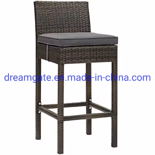 Moderno all'ingrosso giardino esterno patio sala da pranzo alluminio metallo pieghevole tavolo da salotto per il tempo libero mobili in plastica rattan vimini sgabello altezza sedia da bar con schienale alto